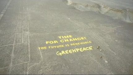 Giant Greenpeace protest banner set up beside ancient Nazca Lines – no comment