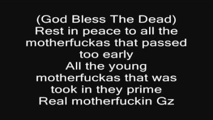 2Pac God bless the dead lyrics on SCREEN