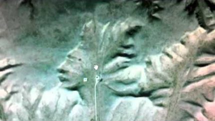 Giant Indian Alien Face on Google Earth, Canada, Millions of years old, UFO Sighting news.