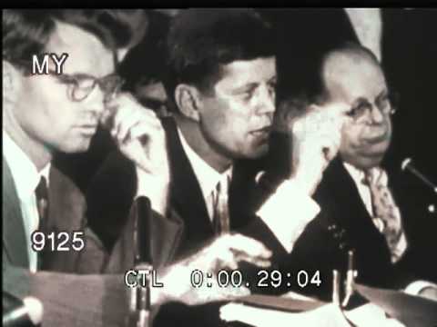 Stock Footage – JOHN F. KENNEDY QUESTIONS JIMMY HOFFA – 1957