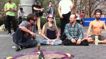 Spirituality of Hinduism-OWS Protesters meditating at Union Sq