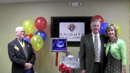 Knights of Columbus deliver ultrasound machine; saves babies’ lives.
